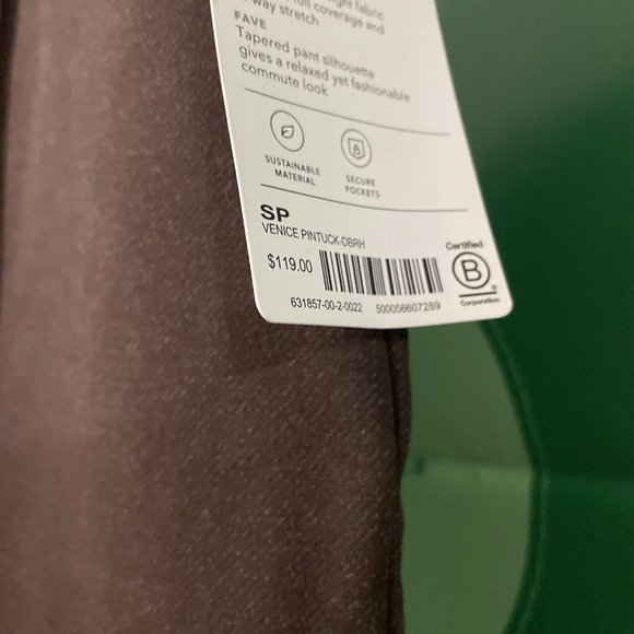 ATHLETA VENICE Heathered pintuck PANTS in DARK BROWN sz SMALL - NWT  retail $119 - Picture 9 of 14